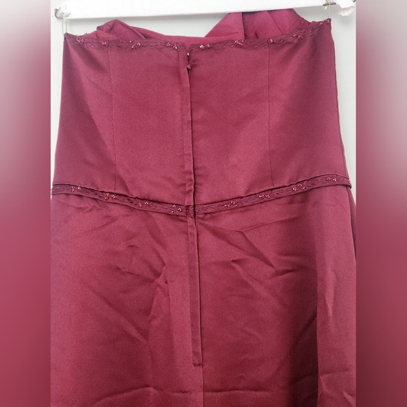 Mori Lee Womens Strapless Dress Size 13/14 Claret/Wine Bridesmaid Formal Prom - Picture 7 of 10